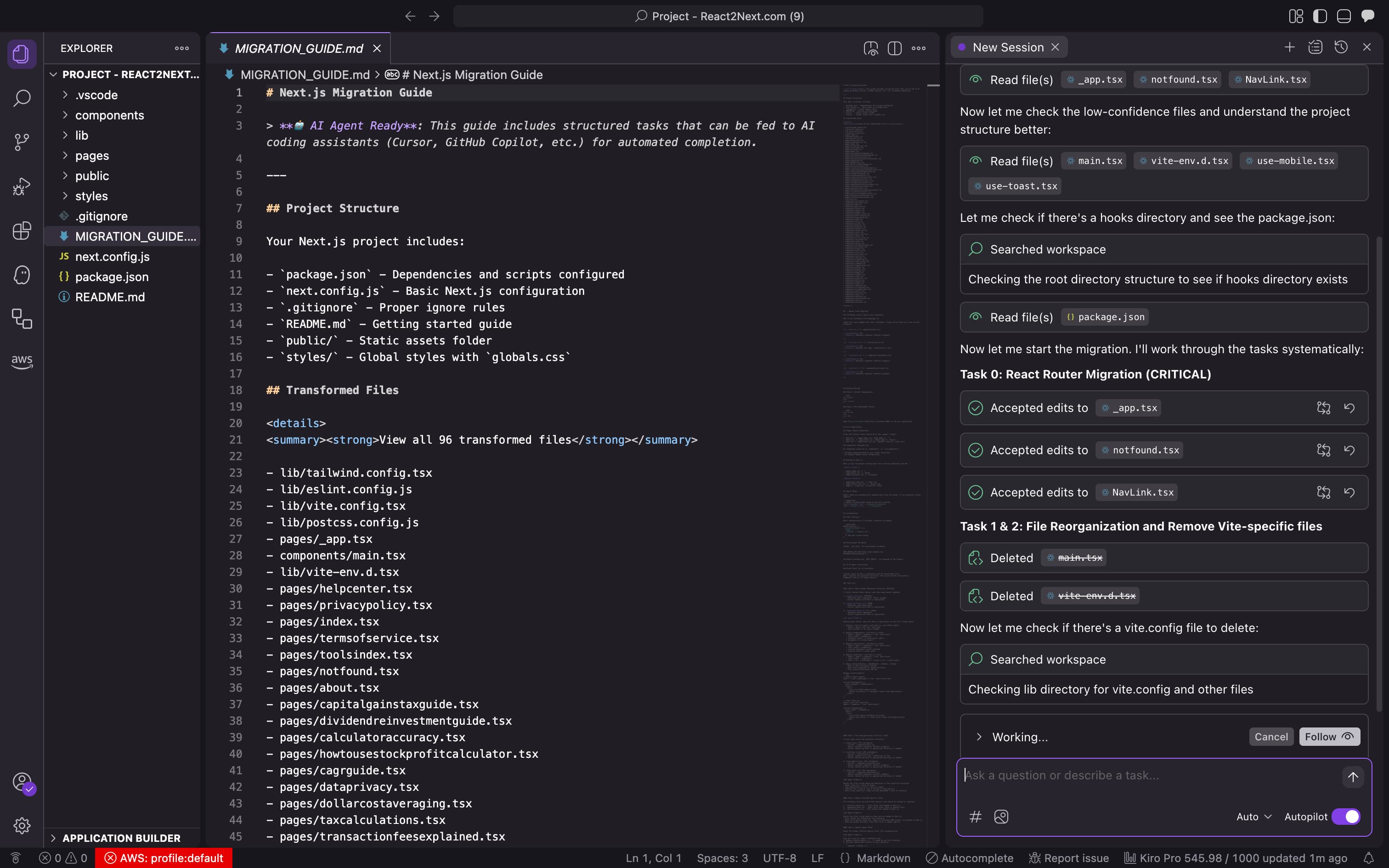 React to Next.js migration guide with step-by-step instructions and AI coding assistant recommendations