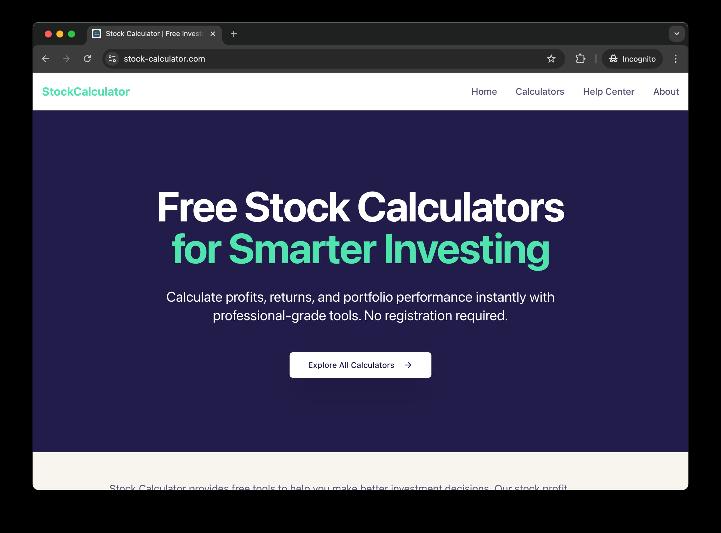 Stock Calculator app successfully migrated from React to Next.js using ReactToNext.com converter